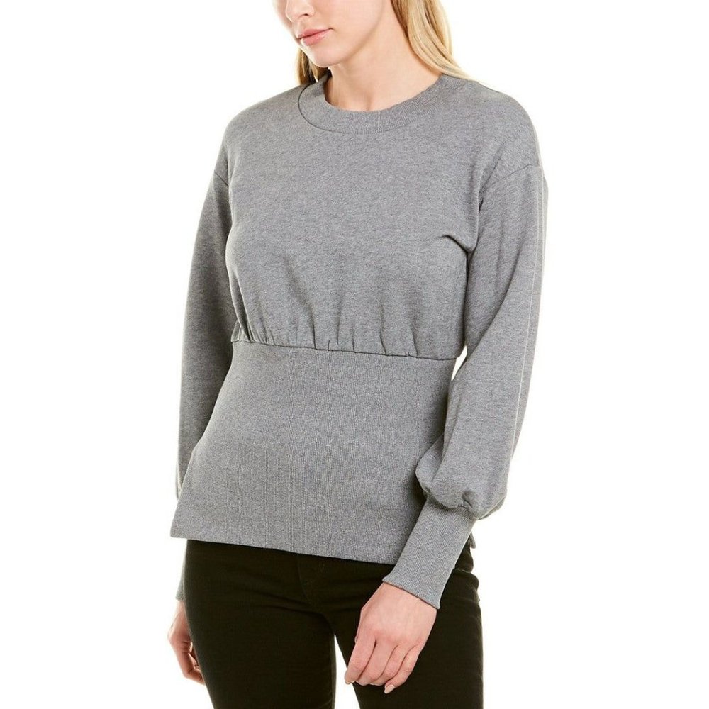 Susana Monaco Gray Cinched-Waist Sweatshirt
